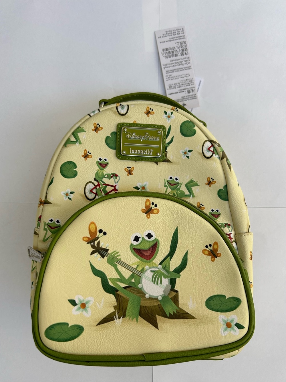 Disney Parks Loungefly Cream and Green Kermit Mini Backpack